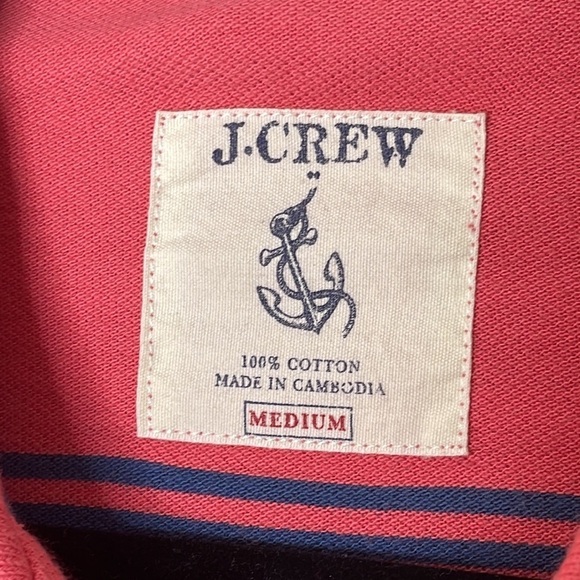 ❤️ J. CREW Salmon and Blue Striped Outdoor Polo Size M - Picture 4 of 5